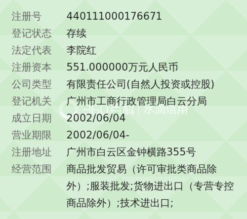 广州市焦石贸易有限公司,2002年06月04日成立,经营范围包括商品批发